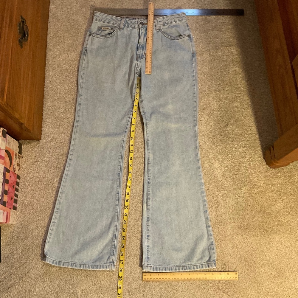 Calvin Klein flare leg jeans size 5 vintage wash high rise Y2K style denim - Picture 4 of 9